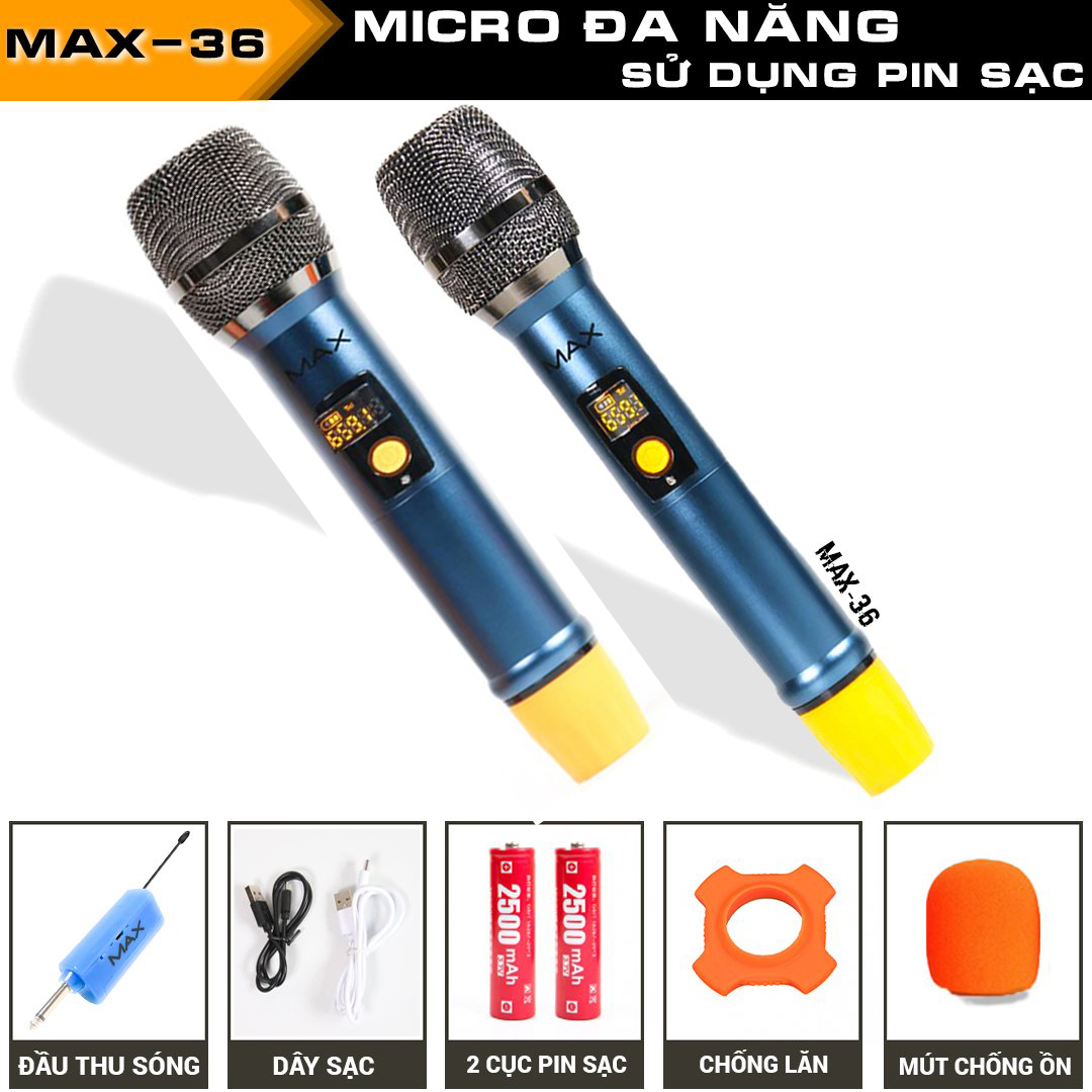 [HCM][SIÊU PHẨM 2021] Bộ Microđa Năng Không Dây Cao Cấp Max 56Micro Không Dây Mic Bluetooth Mic Karaoke Cho Loa Kéo Loa Không Dây Mic Đa Năng Sạc Pin Ngay Trên Mic - Sử Dụng Pin Sạc Dung Lượng Cao - Màn Hình LCD Hiển Thị Tần Số