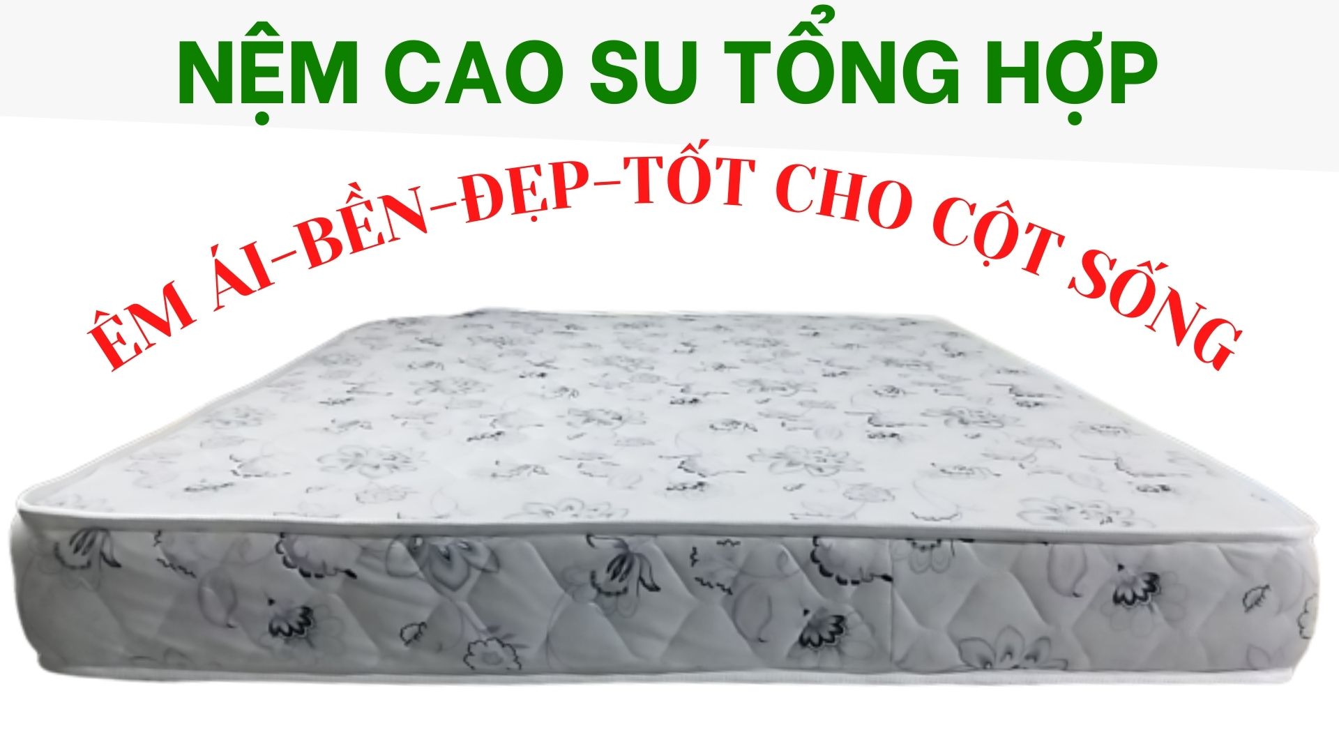 Nệm cao su tổng hợp Size 1m6 x 2m x 10cm quà 4 món