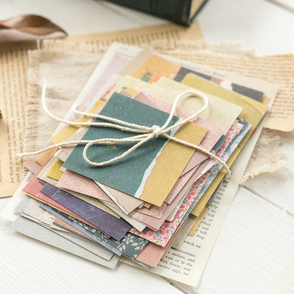 Set 60 giấy nền hoa vintage trang trí sổ