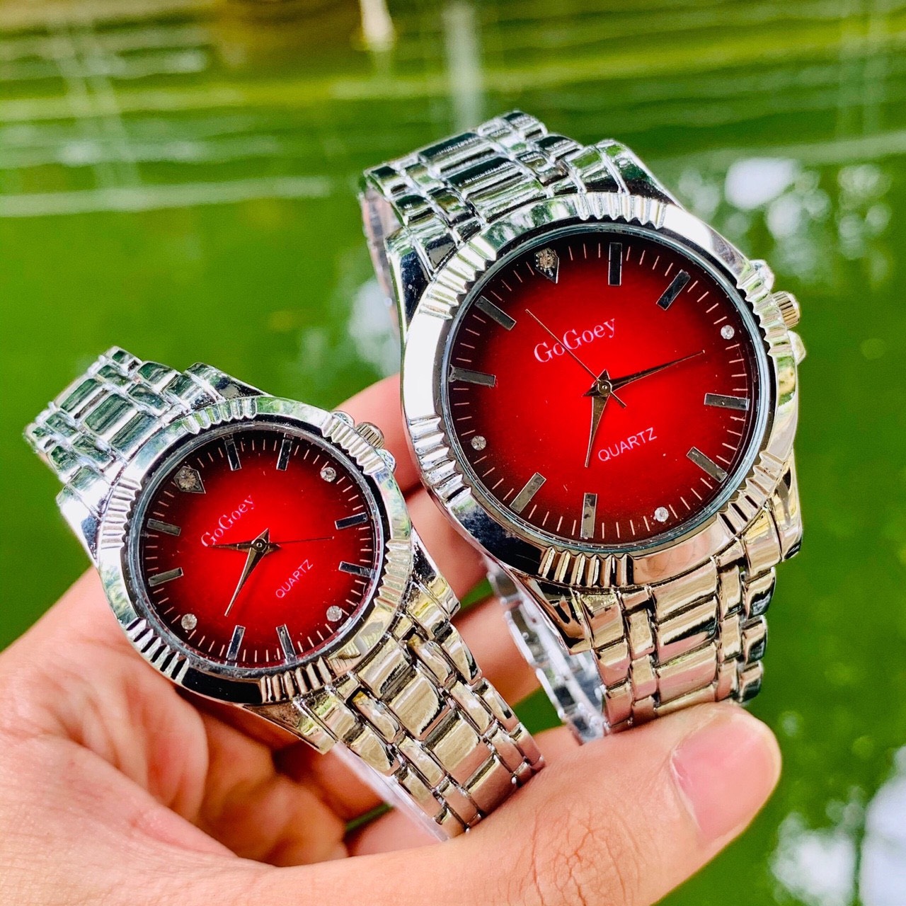 Đồng hồ thời trang nam nữ GoGoey dây bạc mặt nhiều màu M1 BB4
