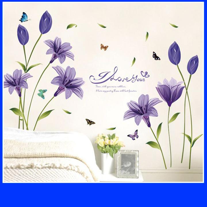 Decal dán tường Amyshop Hoa anh thảo AmyShop