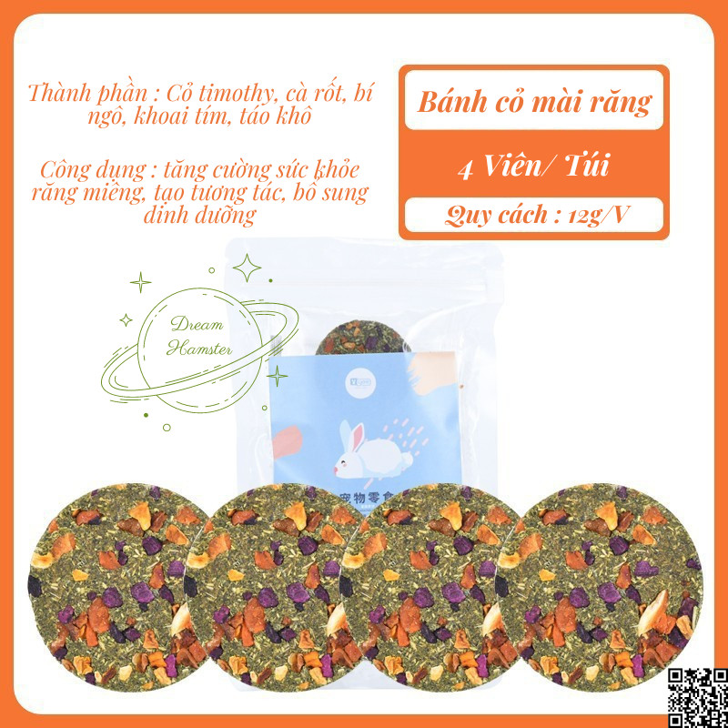 Bánh cỏ mài răng rau củ Yee cho hamster, thỏ, bọ, sóc...