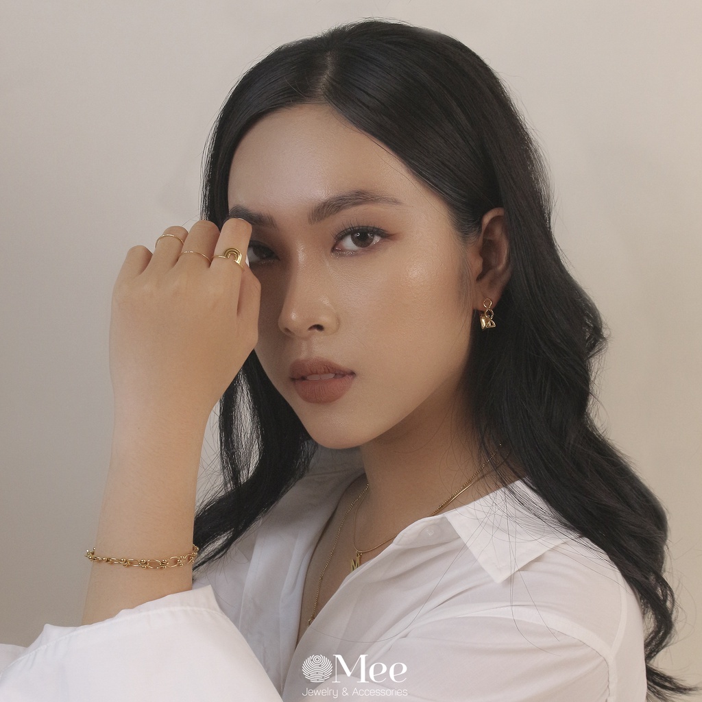 Nhẫn nữ Dot ring Mee bản mỏng đính đá - R3527