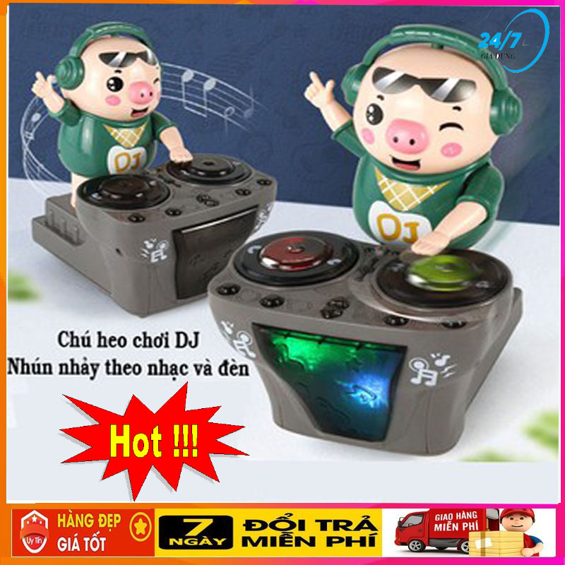 Đồ chơi heo điện nhạc, chú heo chơi DJ năng động siêu dễ thương nhảy theo nhạc và đèn cho bé, đồ chơi âm nhạc cho bé lợn điện nhạc DJ, Đồ chơi thông minh