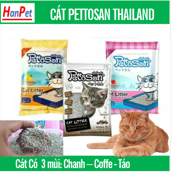 PETTOSAN - Thailand CÁT VỆ SINH CHO MÈO (3 mùi) hạt to không bụi vón cục nhanh