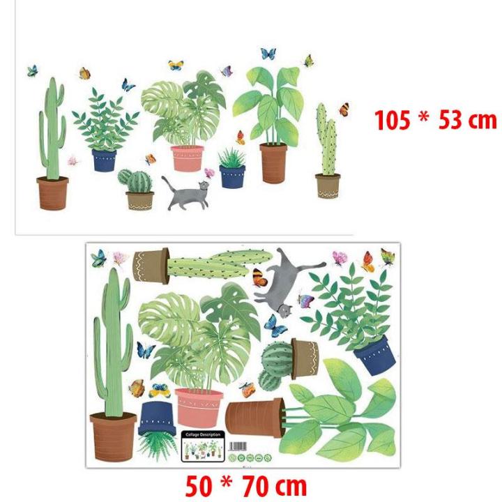 Decal giấy dán tường chậu xương rồng XL7248 - Decal dán tường cây xanh ,Decal dán tường hoa lá