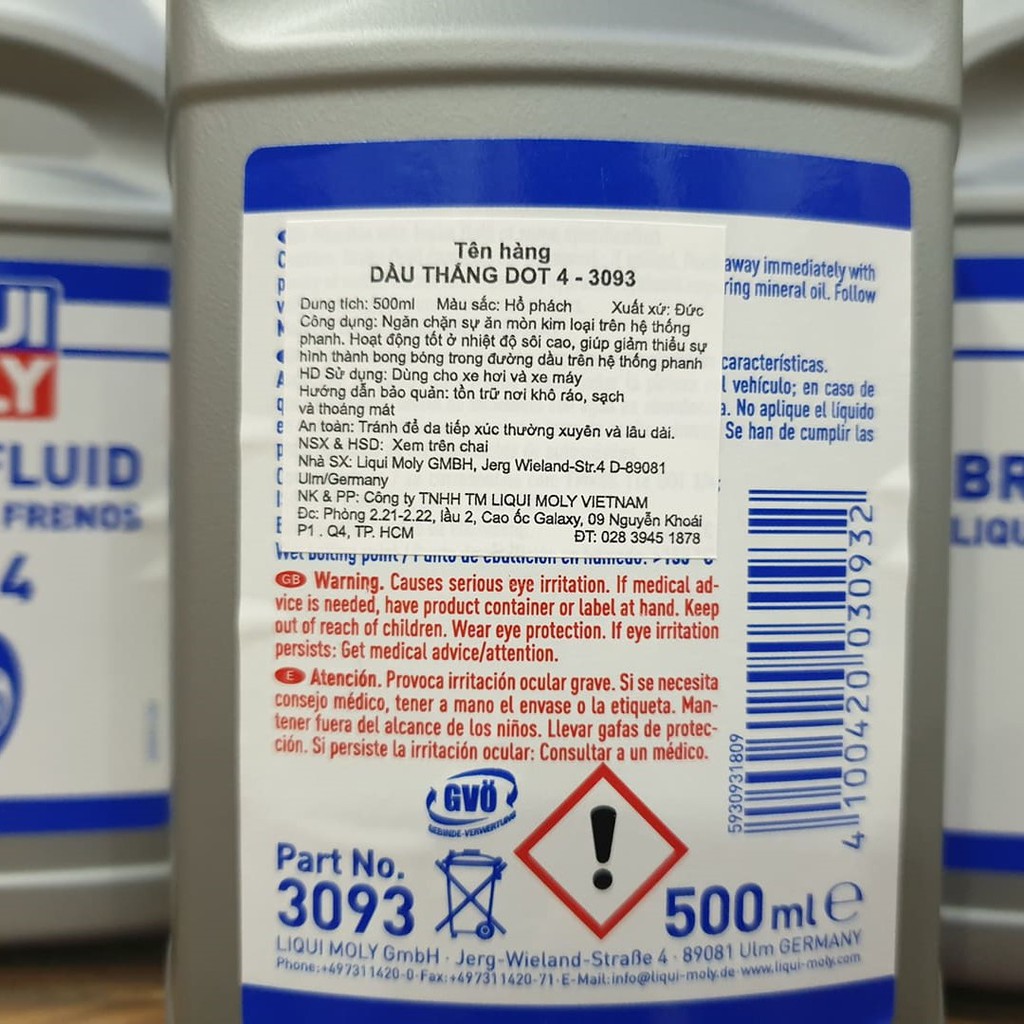 Dầu thắng Liqui Moly DOT4 - dầu phanh cao cấp 500ml