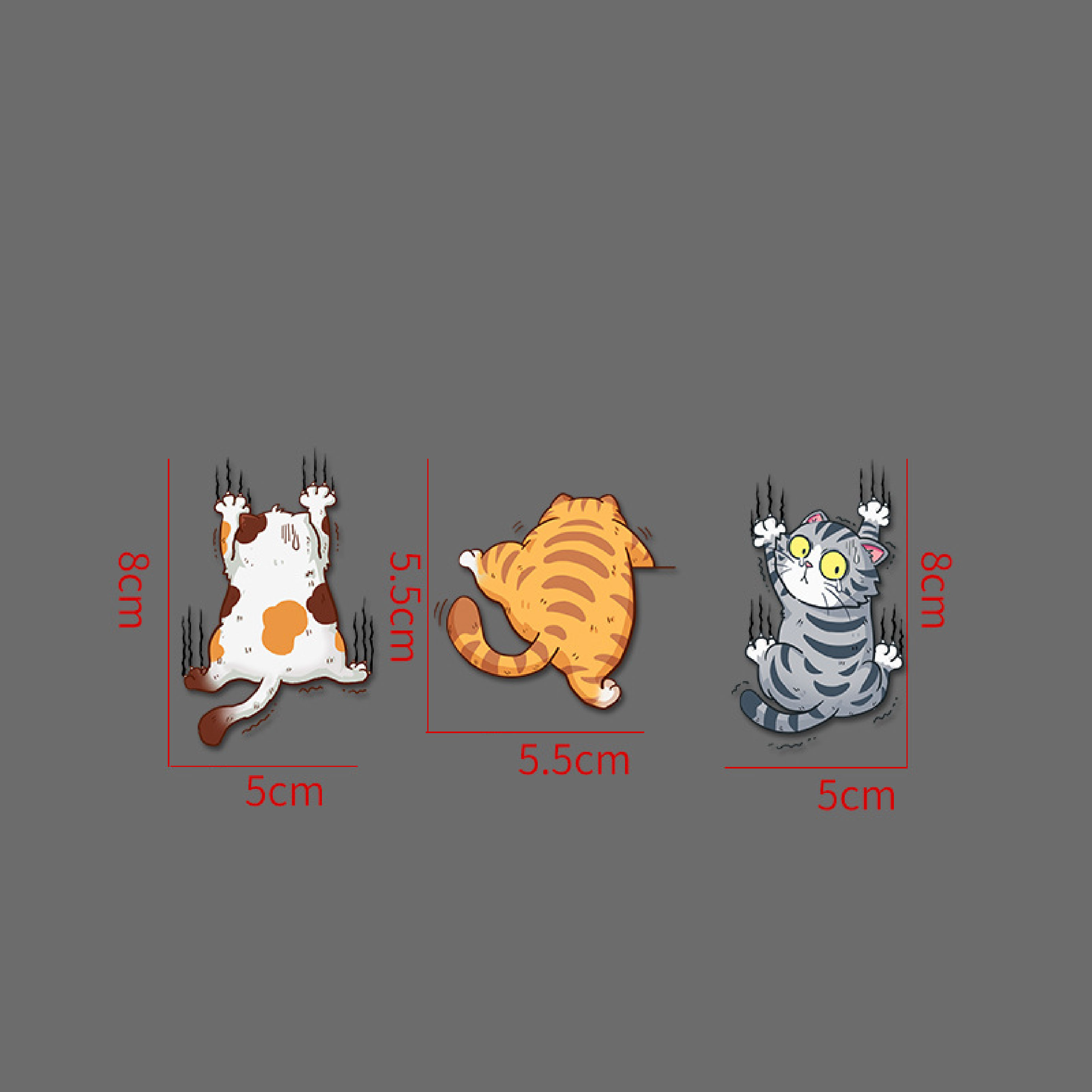 Tem decal dán xe độc đáo hình 3 con mèo bám trên xe hơi