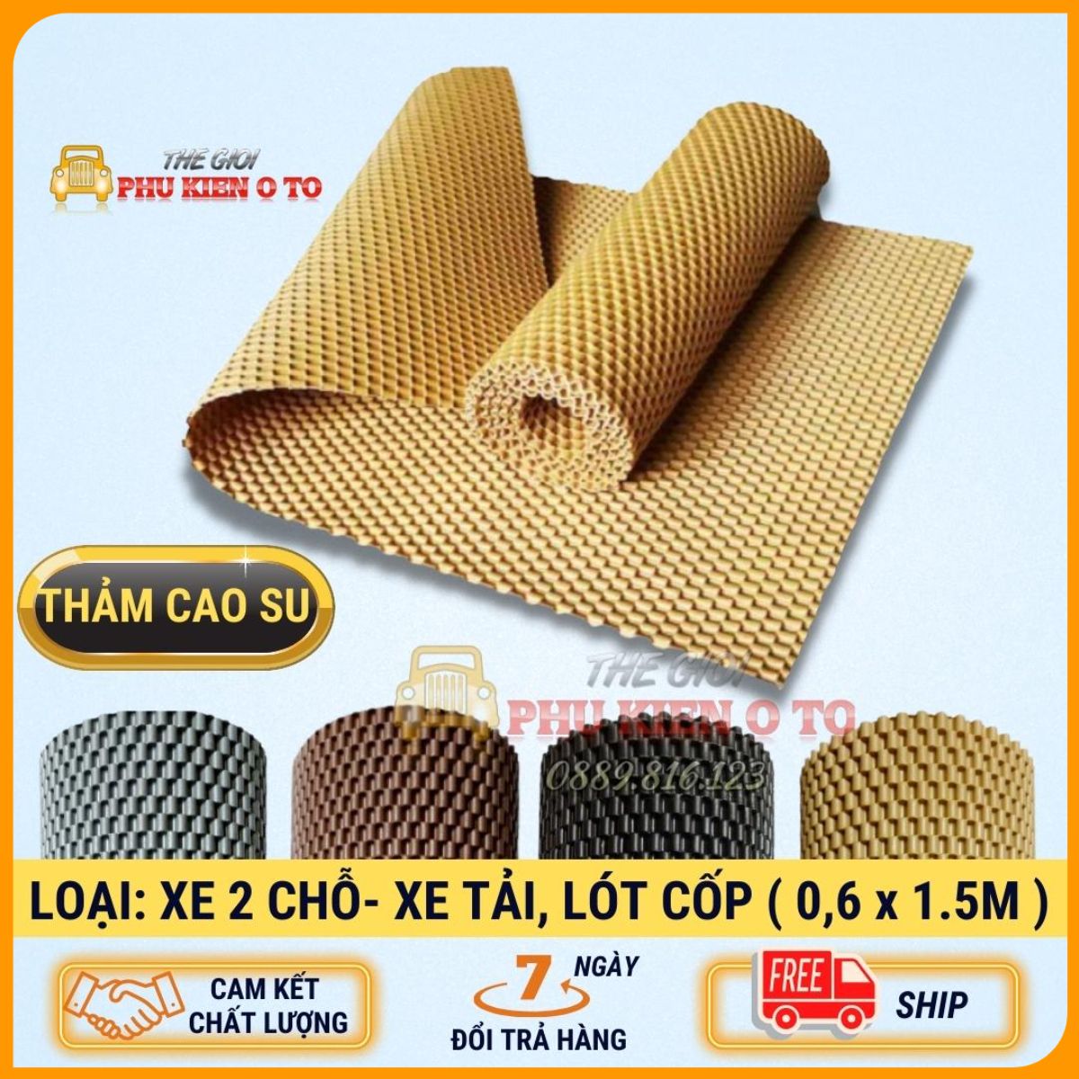 Thảm Lót Sàn ô Tô Bằng Cao Su 2 chỗ và xe tải - Tấm 60x150cm