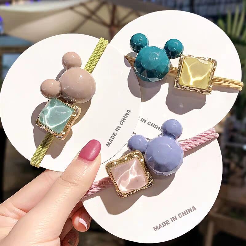 Dây buộc tóc mickey pha lê phong cách dễ thương Hàn Quốc cho nữ