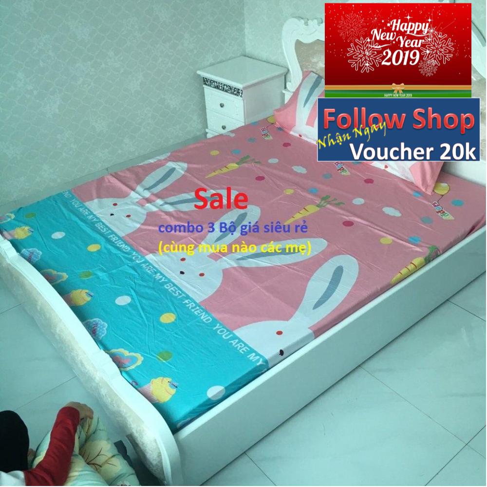 Bộ ga chun và 2 áo gối mỏng dành cho mùa hè ( Phù Hợp Nệm 1m8x2m) (revatot)