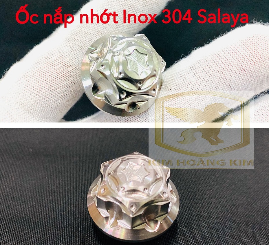 Ốc nắp nhớt Salaya INOX 304 gắn xe máy..siêu rẻ đẹp phay THÁI ,hợp thời trang