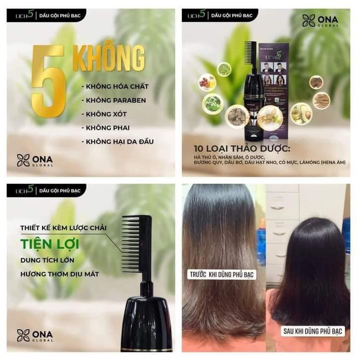 [HCM]COMBO 6 GÓI LICH5 GỘI NHUỘM ĐEN TÓC (COMBO DÙNG THỬ 3 LẦN)