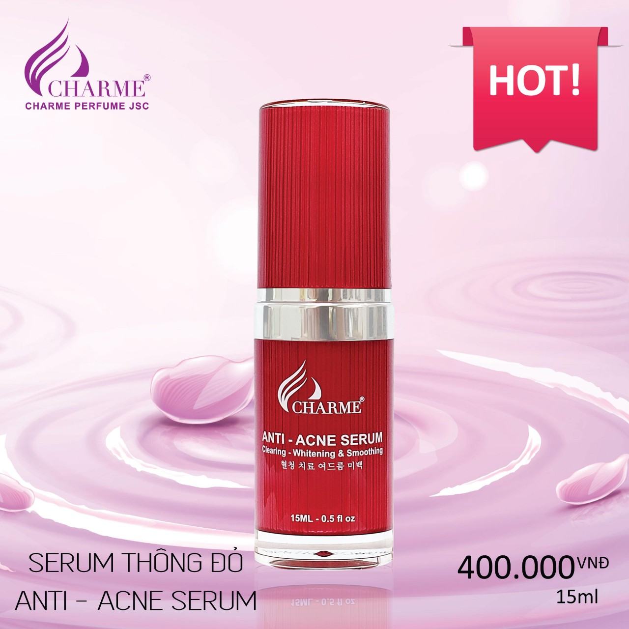 Serum Ngừa Mụn Trắng Da Charme_Hàn Quốc 15ml