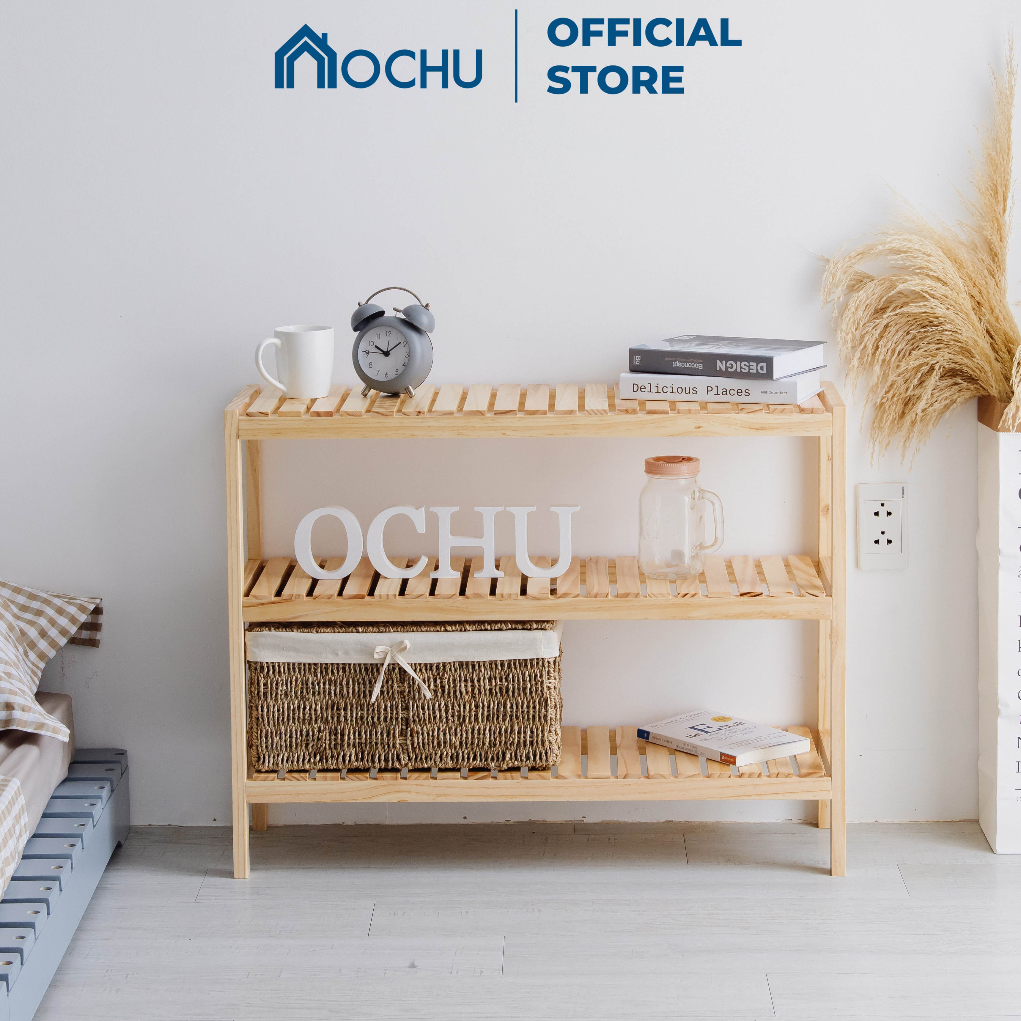 Kệ Đa Năng 3 Tầng Khung Gỗ Thông OCHU - Bench 3F