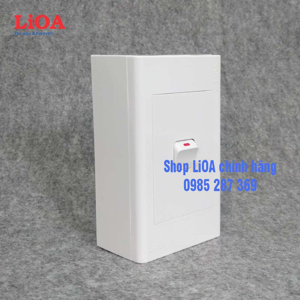 Combo 1 công tắc điện 1 chiều + mặt lỗ vuông LiOA - Lắp nổi
