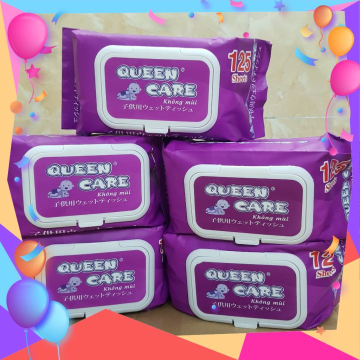 [HCM]KHĂN GIẤY ƯỚT QUEEN CARE 125 TỜ - ( KHÔNG MÙI)
