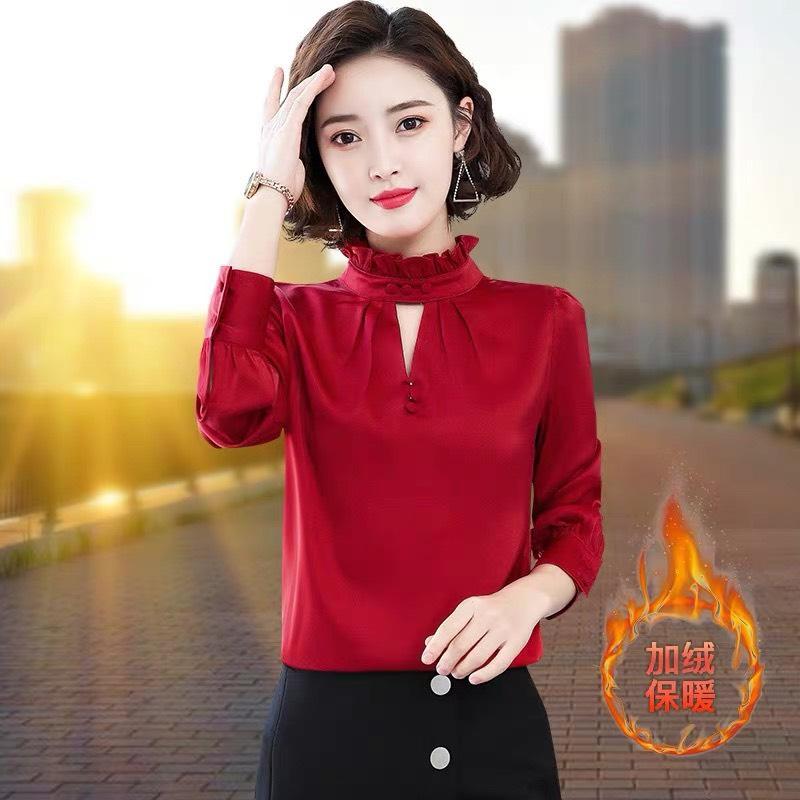 [HCM]ÁO NỮ TAY DÀI PHỐI VOAN LỤA THỜI TRANG CÔNG SỞ CAO CẤP CC