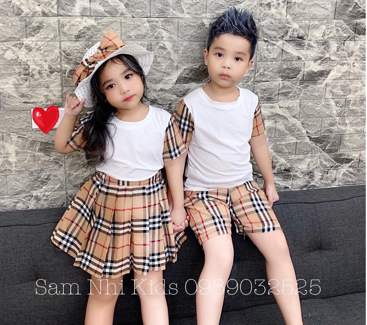 sét bộ đồ bé trai và bé gái chất cotton dễ thương