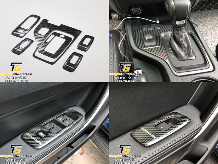 Ốp nội thất vân Carbon cho Ford Ranger Cao cấp
