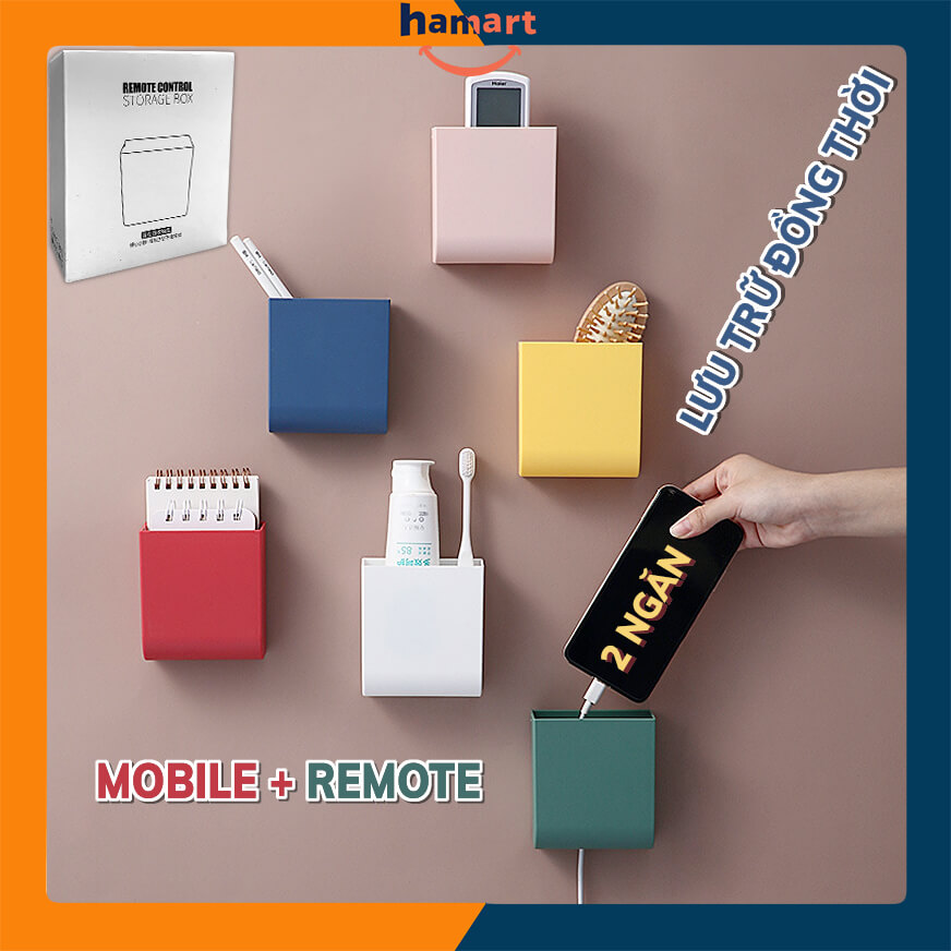 Wall Mounted Organizer Storage Box Remote Control Mounted Mobile Phone Plug Wall Holder Charging Multifunction Holder Stand