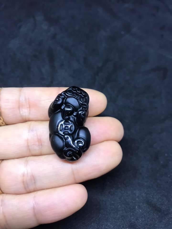 [HCM]MẶT  DÂY TỲ HƯU ĐÁ NÚI LỬA Obsidian 1A-[ size lớn] TẶNG KÈM DÂY ĐEO