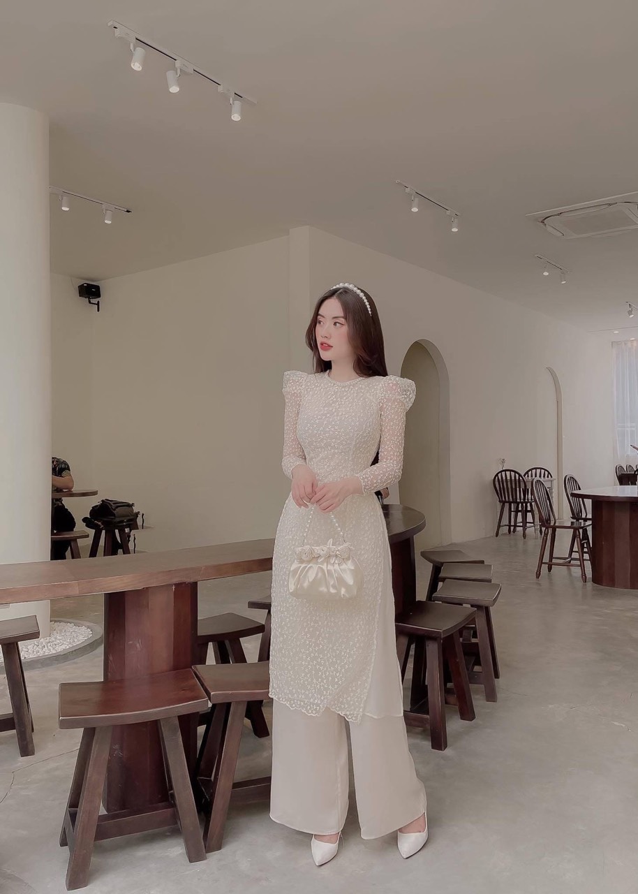 [25-27.4 Hoàn tiền 15%] ÁO DÀI CÁCH TÂN THÊU REN CỔ NGỌC ĐIỆU ĐÀ CHO CÁC NÀNG DIỆN TẾT-JUNA STORE 24H-NĐ0301