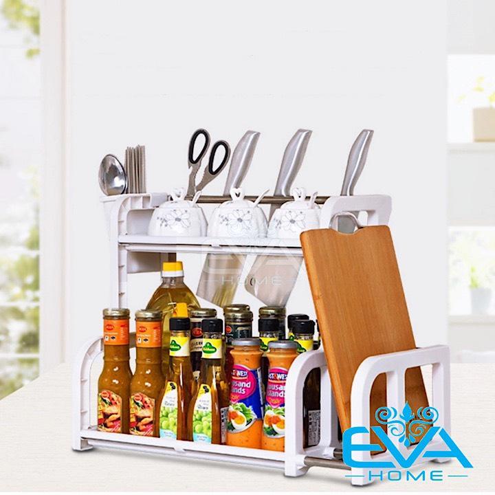 [HCM]Kệ Đựng Gia Vị Nhà Bếp 2 Tầng Có Khay Để Thớt Đa Năng