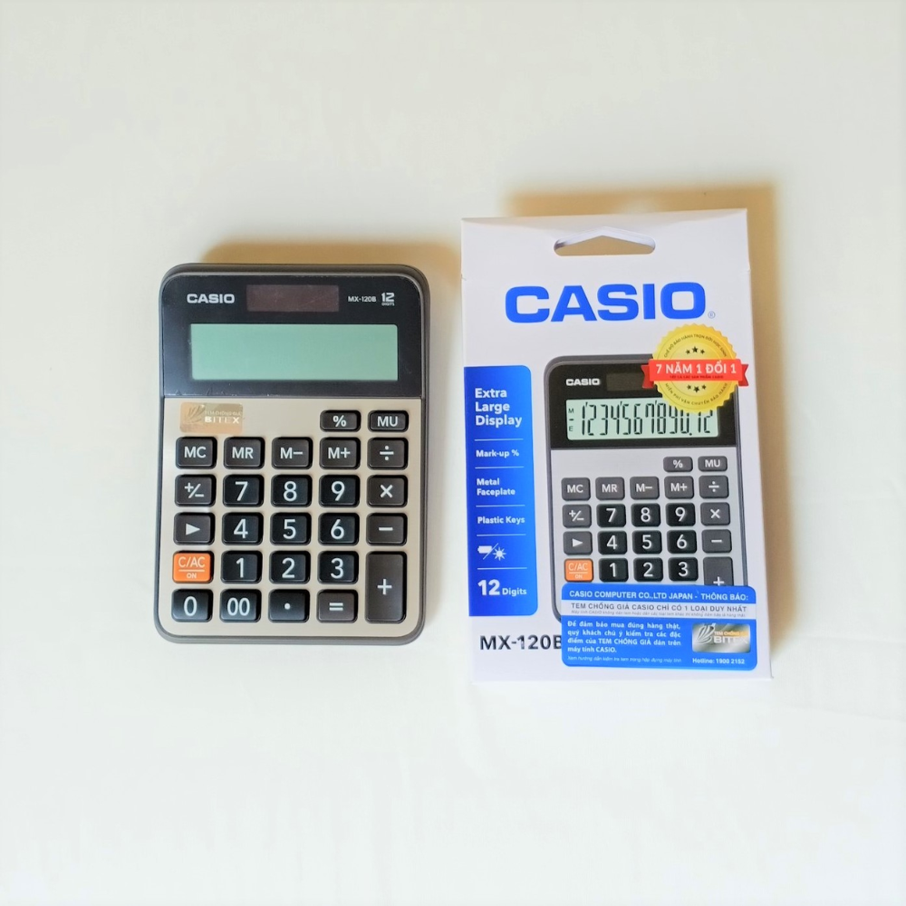 Computer portable Casio MX 120b with keys designed plastic makes it easy surface metal withstand strong impact