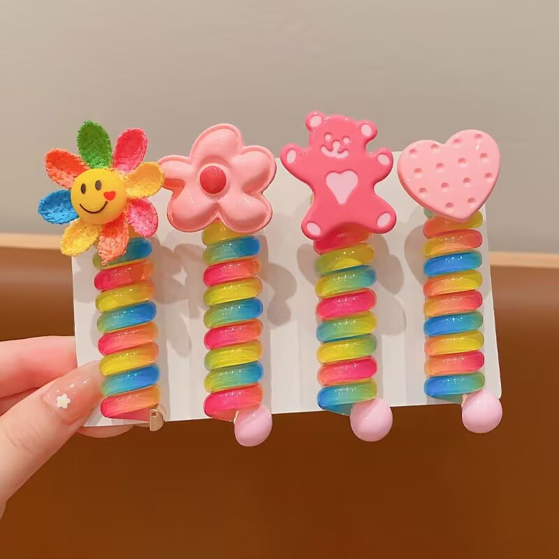 Set 2c kẹp tóc xoắn Rainbow cho bé gái siêu xinh xắn