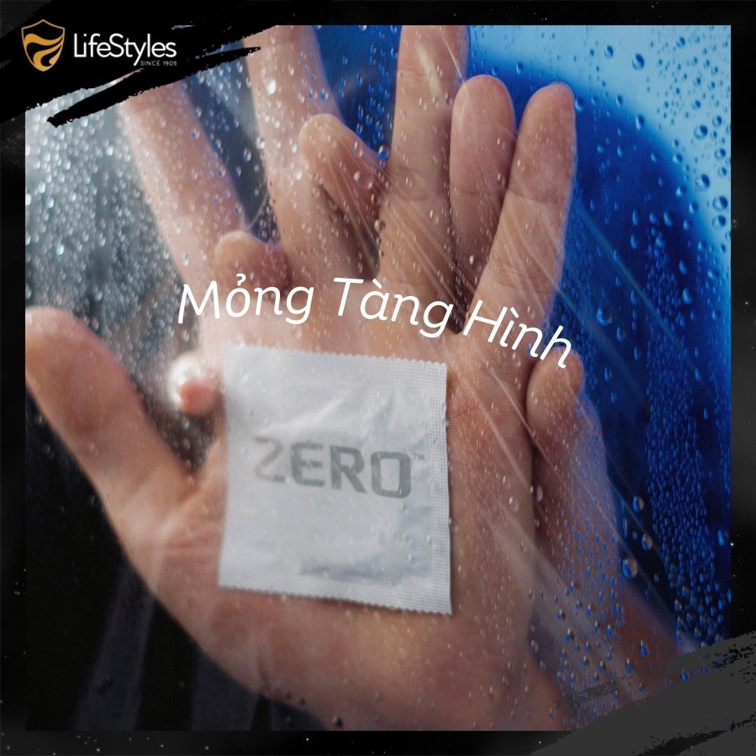Bao cao su mỏng khít LifeStyles Zero - Trơn êm -  Hộp 12 bao