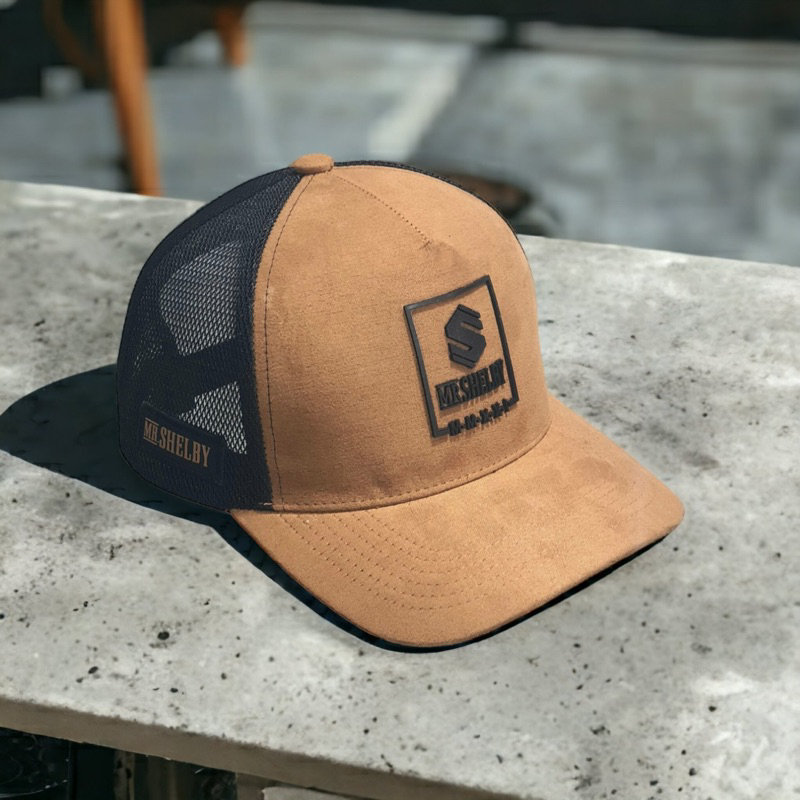 Mũ lưỡi trai da phối lưới chữ S thời trang