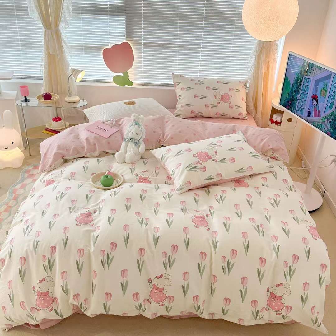 Bộ chăn ga gối pha lụa cotton living Mịn Decor họa tiết hoa mềm mát