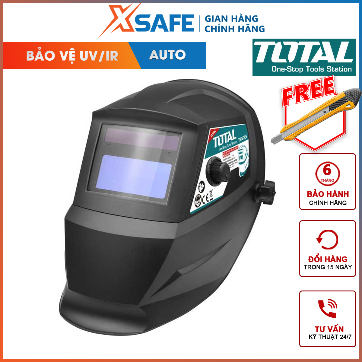 Welding mask electronic total TSP9306 welding mask Auto Zone observe 92 × 42mm, cartridge size 110 × 90 × 9mm, weight 1kg anti-glare, anti-ultraviolet, anti-liquid, smoke, dust