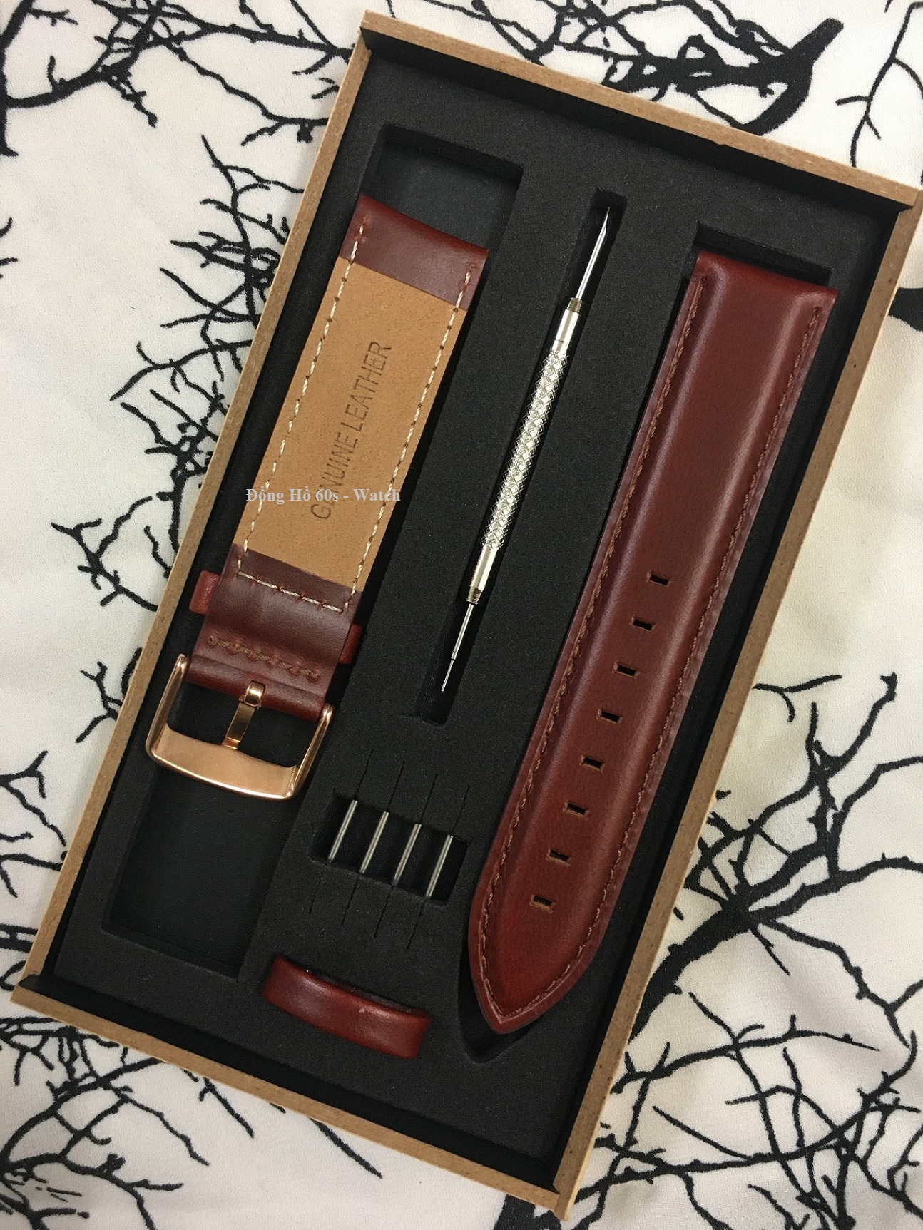 Dây Da Đồng Hồ DW Màu Nâu Đỏ Mawes