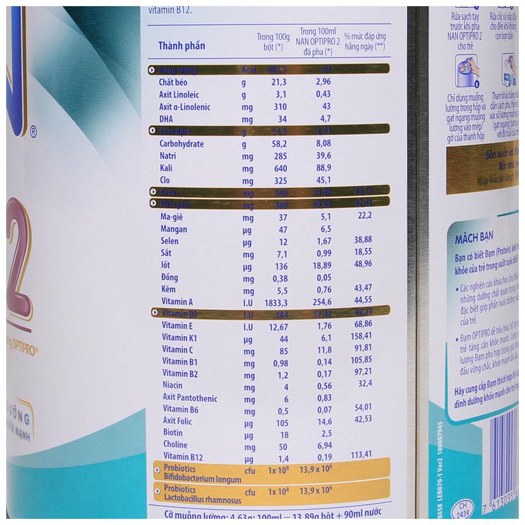 Sữa Bột NAN Optipro 2 900g - Huệ Lan Mart