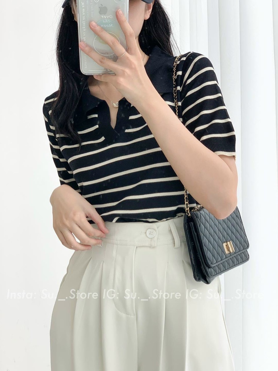 Áo polo len kẻ sọc ảnh thật cuối -CS