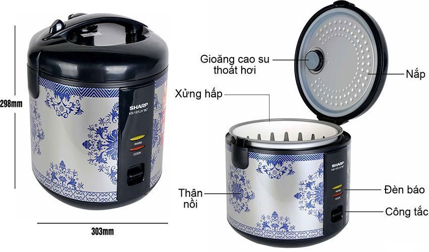 [HCM]Nồi cơm điện Sharp 1.8L KS-19TJV-BC