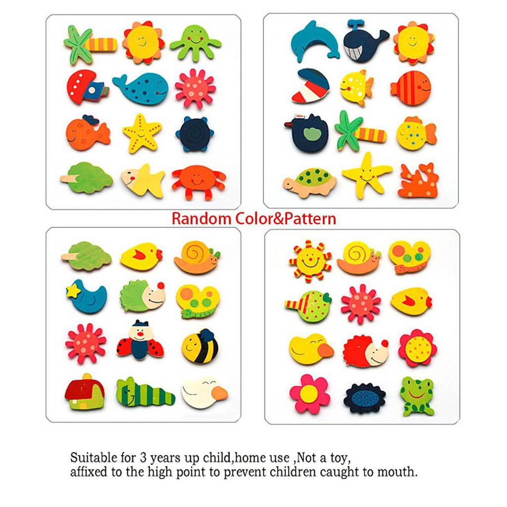 Set 12 miếng nam châm trang trí hoạ tiết hình thú