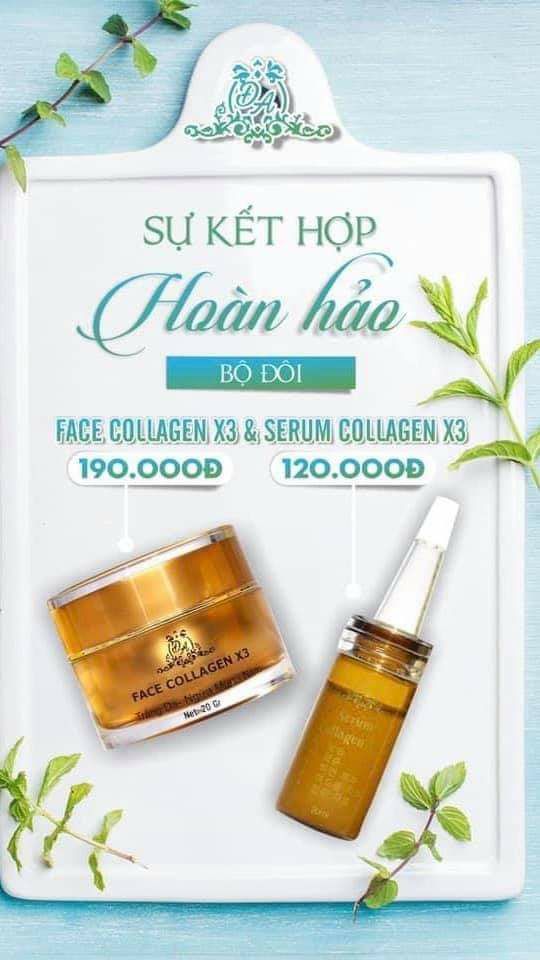 Combo kem face và serum x3 collagen