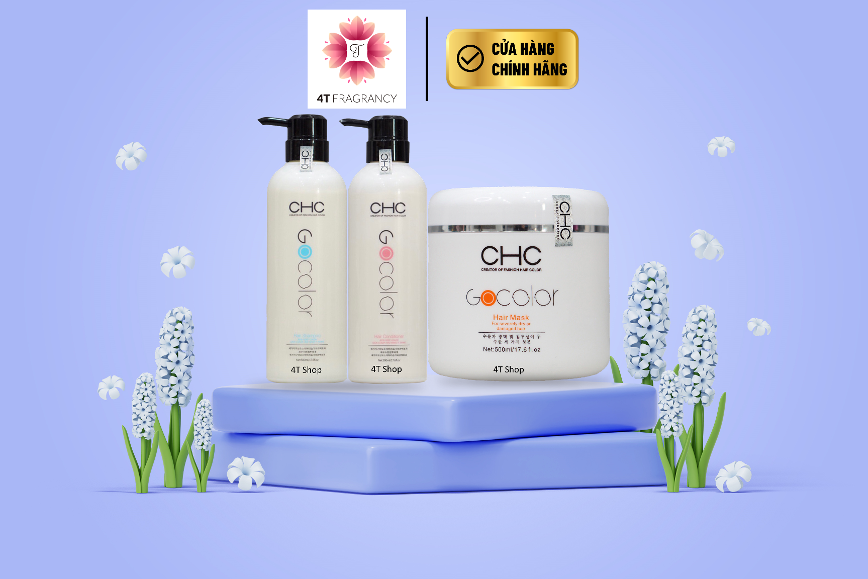 [Chính hãng] Combo gội xả hấp CHC Hàn Quốc 1500ml (Quà tặng combo 2 cặp gói gội xả)