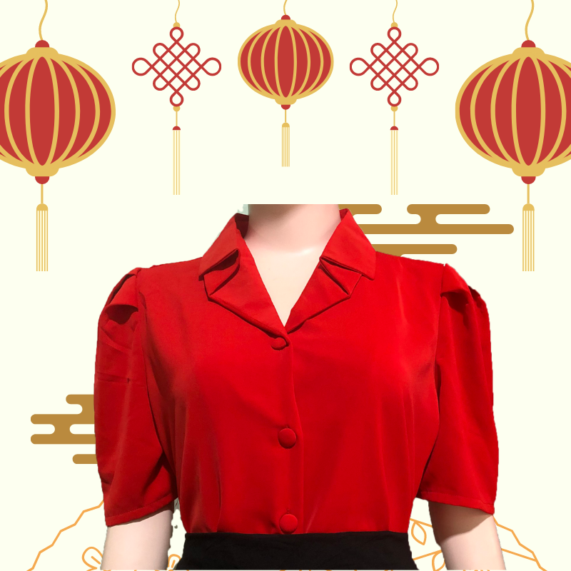 ÁO SƠ MI cổ kiểu nữ trung niên vải lụa Ý CAO CẤP