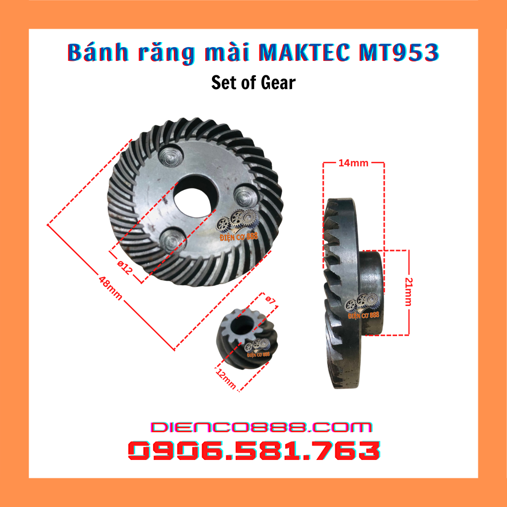 Bộ nhông bánh răng mài maktec 953 961 - mài makita 2 số đời mới