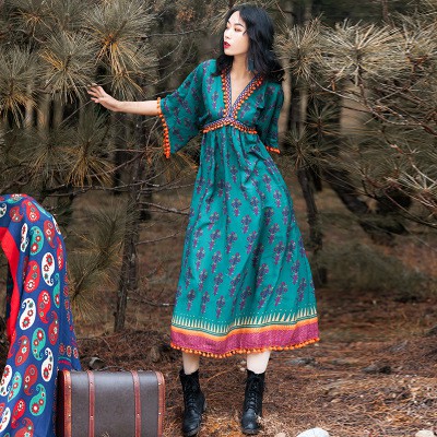 Váy Du Lịch Phong Cách Boho Vintage ( Có Sẵn )