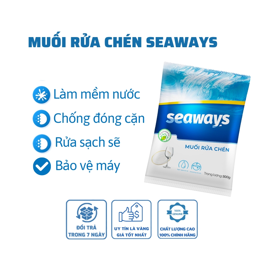 Combo 2 túi muối rửa chén bát Seaways (500gr x 2) - Dành cho mọi máy rửa chén bát