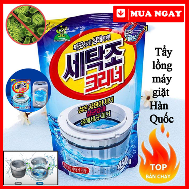 [Hoàn Tiền 8%]Combo 2 gói bột tẩy lồng máy giặt Hàn Quốc 450 gram