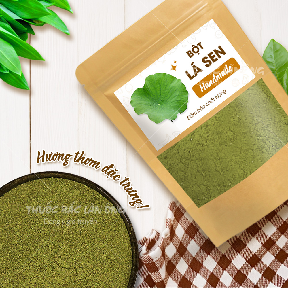 Bột lá sen nguyên chất 100g (Hỗ trợ giảm mỡ máu, kiểm soát cân nặng, an thần, stress)