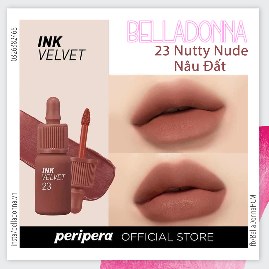 Son kem lì peripera ink velvet nude 4g #23 nutty nude - nâu cacao