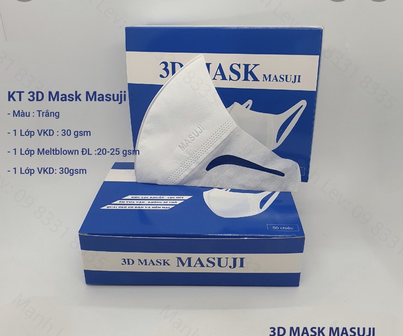 [HỘP 50CÁI ] [HỘP 50C] KHẨU TRANG 3D MASK MASUJI CHÍNH HÃNG