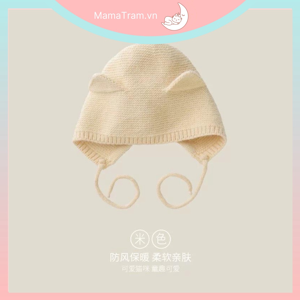 Nón len kiểu dáng hàn quốc có dây cột cho bé trai bé gái từ 6 tháng đến 3 tuổi